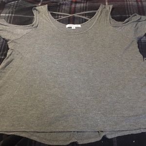 Grey cold shoulder tshirt